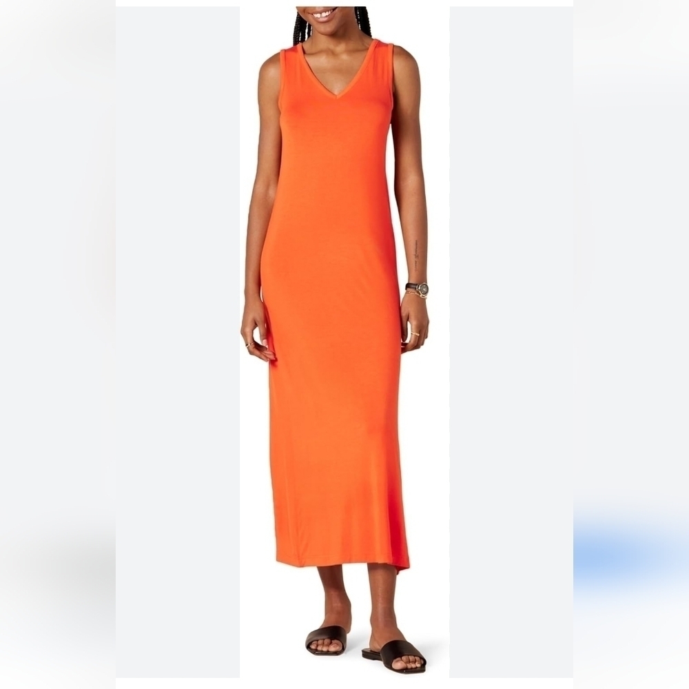 NWT AMAZON ESSENTIALS WOMEN'S JERSEY VNECK TANK MAXI LENGTH DRESS XSMALL
